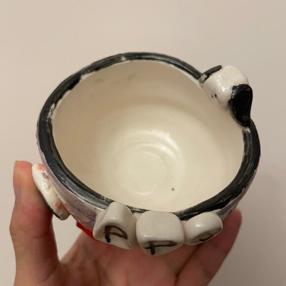 Handmade Ceramic Cup with Painted Face Design - Picture 3 of 3